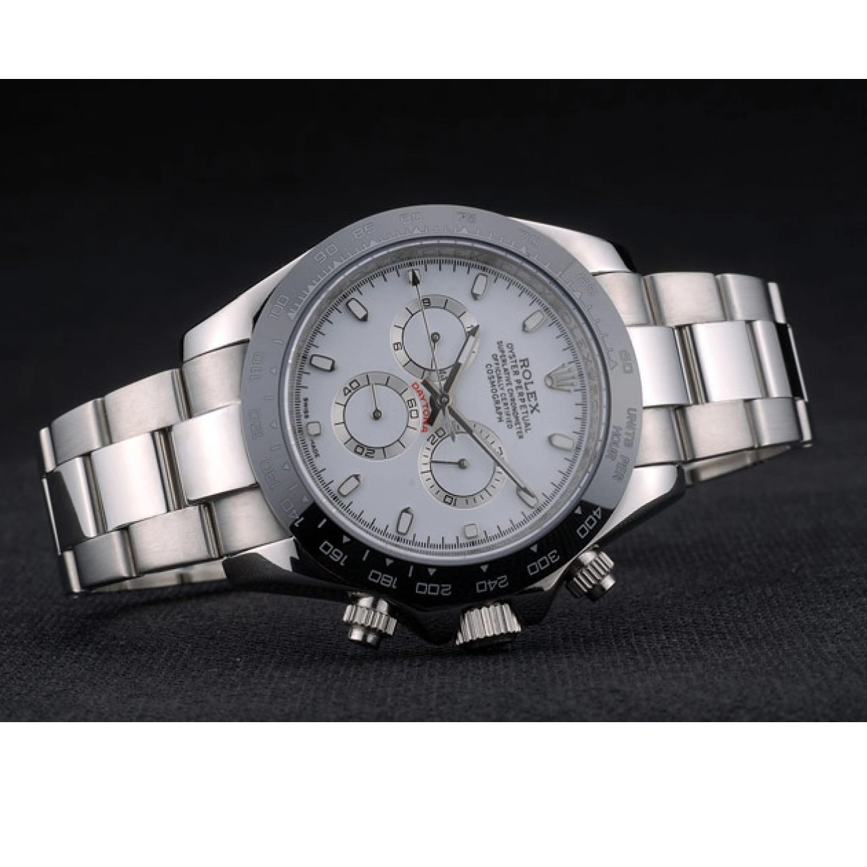 Aaa replica watch Tachymeter Strap Black Ceramic Dial Steep White Stainless 80249 Rolex Daytona 0817